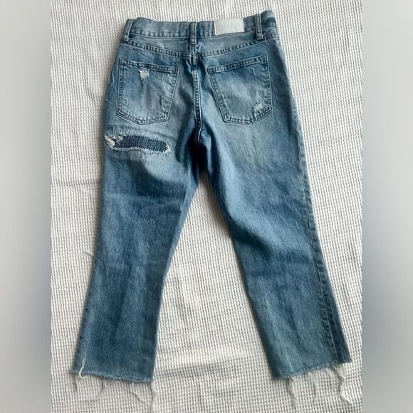 Pistola Distressed Light Wash Button Fly Straight Leg High Rise Crop Jeans SZ 25 - Picture 2 of 13